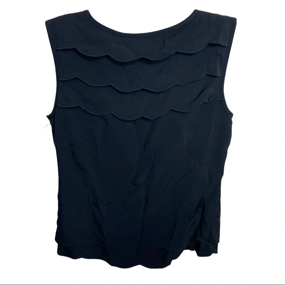 NWT Tory Burch Size 6 Black Wendel Shell Tank Scallop Ruffle Tiered $375